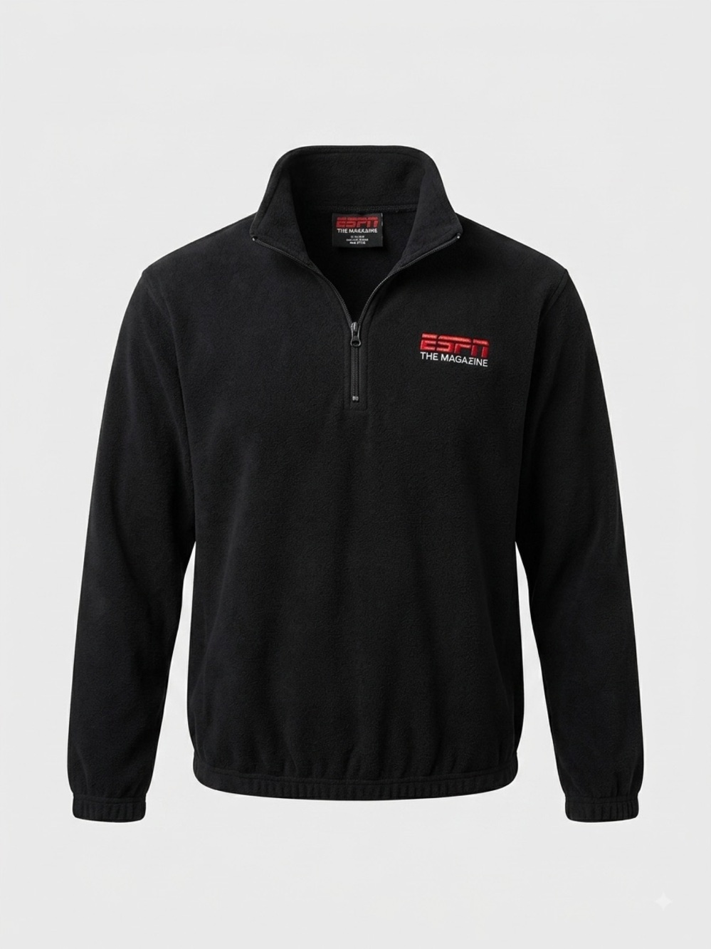 Rare Vintage ESPN The Magazine Mens XL Quarter Zip Fleece Jacket Black